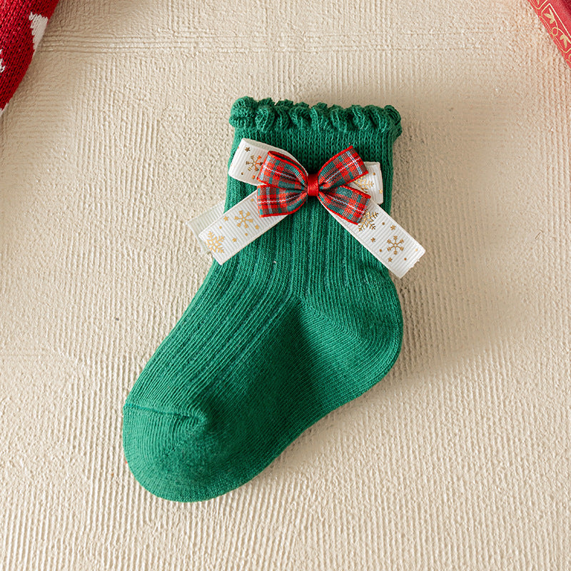 Children's Christmas Red Cartoon Cute Baby New Year Socks
