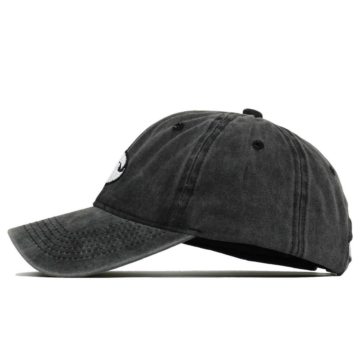 Distressed Gray Baseball Cap with Ghost & Halo Embroidery