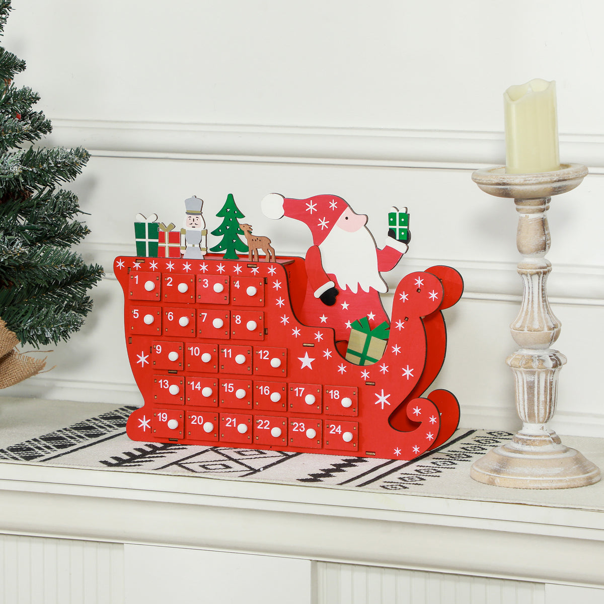 Christmas Advent Calendar with 24 Countdown Drawers