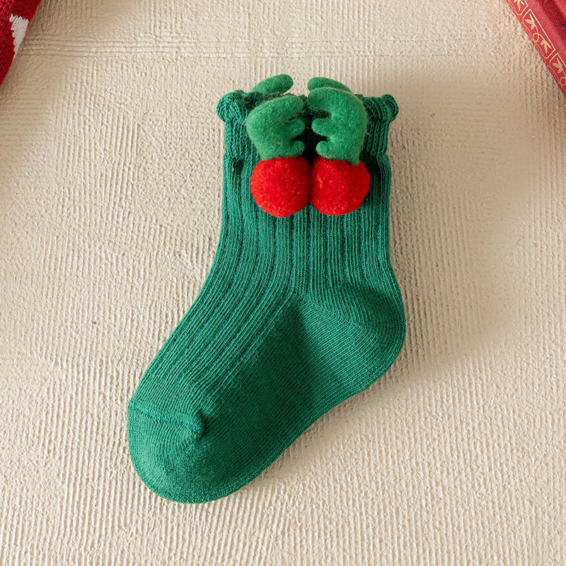 Children's Christmas Red Cartoon Cute Baby New Year Socks